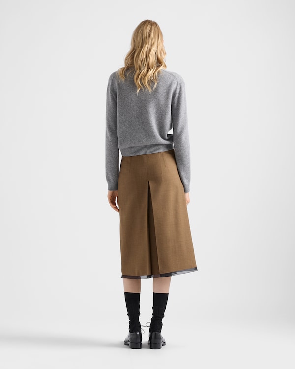 Cashmere crew-neck sweater with scarf - Grey Cashmere crew-neck sweater with scarf - Grey