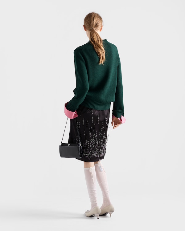 Wool and cashmere crew-neck sweater - Bottle Green Wool and cashmere crew-neck sweater - Bottle Green