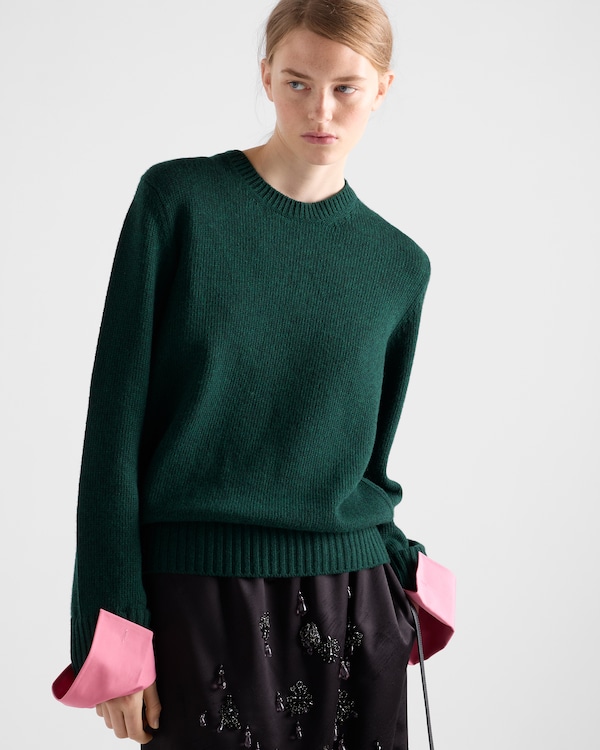 Wool and cashmere crew-neck sweater - Bottle Green Wool and cashmere crew-neck sweater - Bottle Green