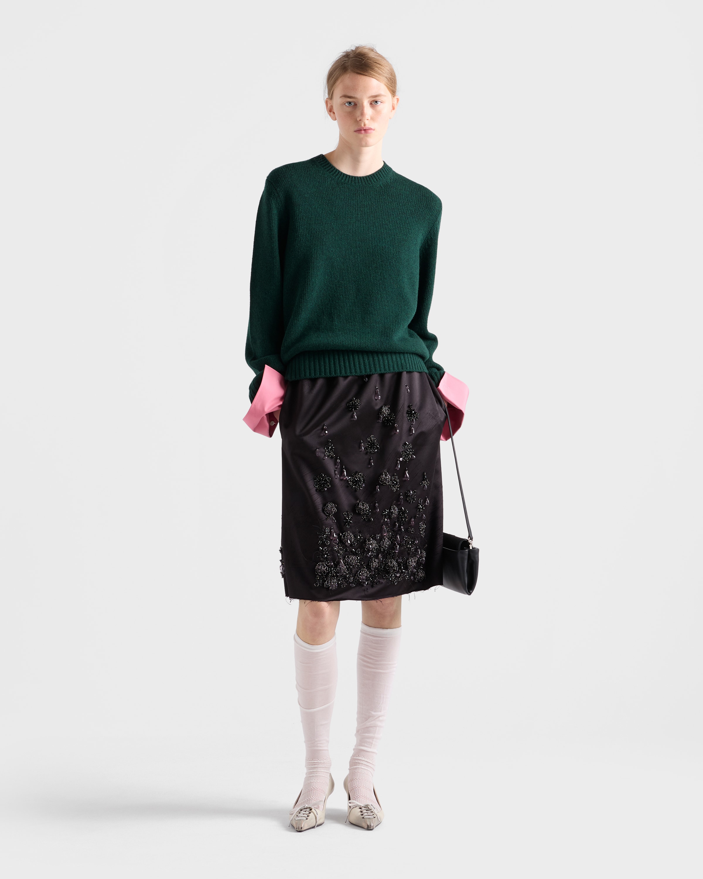 Bottle Green Wool And Cashmere Crew-neck Sweater | PRADA - United
