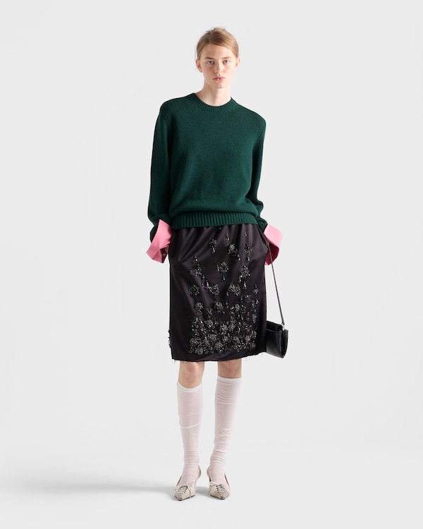 Wool and cashmere crew-neck sweater - Bottle Green Wool and cashmere crew-neck sweater - Bottle Green