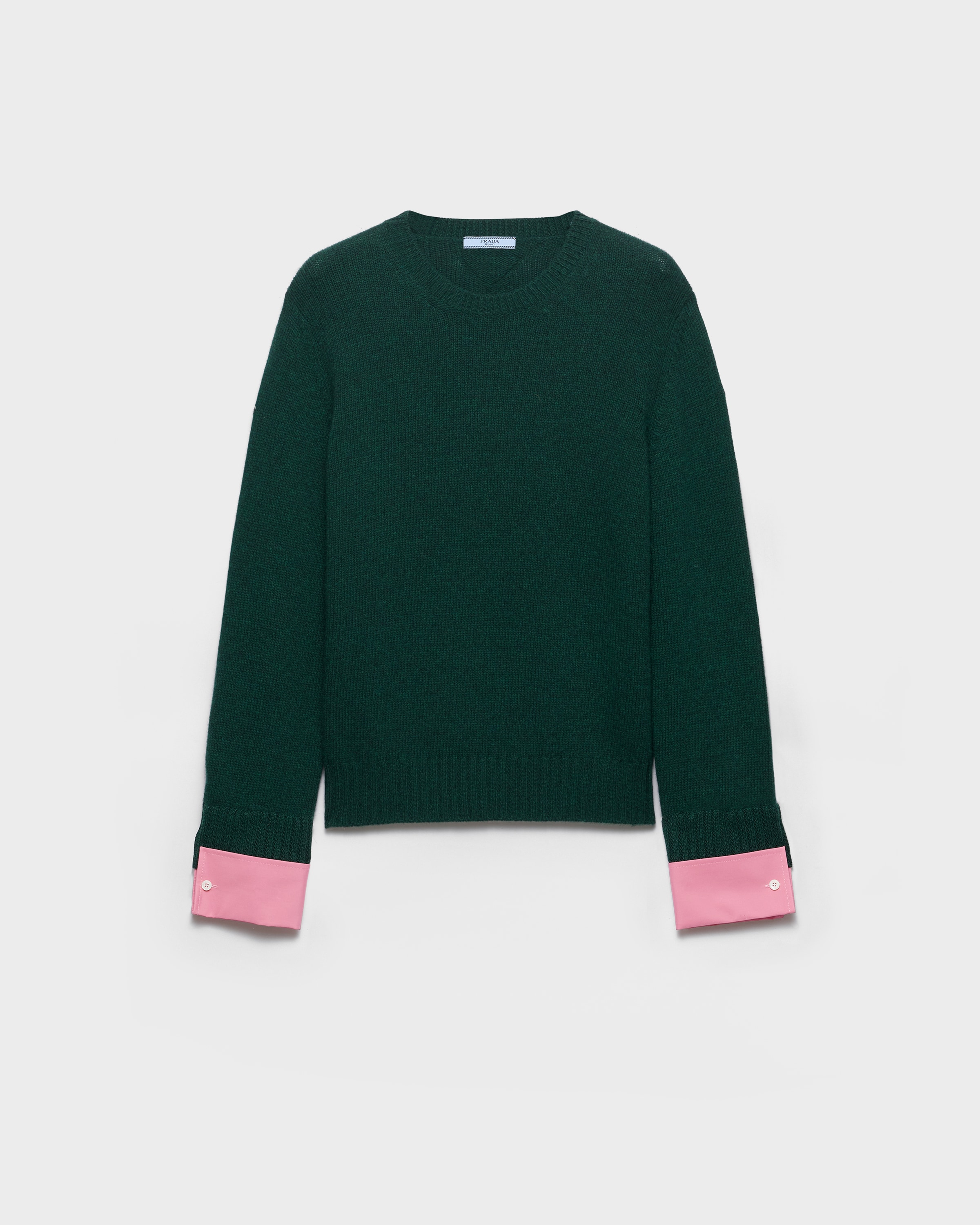 Bottle Green Wool And Cashmere Crew-neck Sweater | PRADA - United