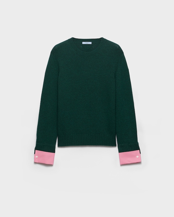 Wool and cashmere crew-neck sweater - Bottle Green Wool and cashmere crew-neck sweater - Bottle Green