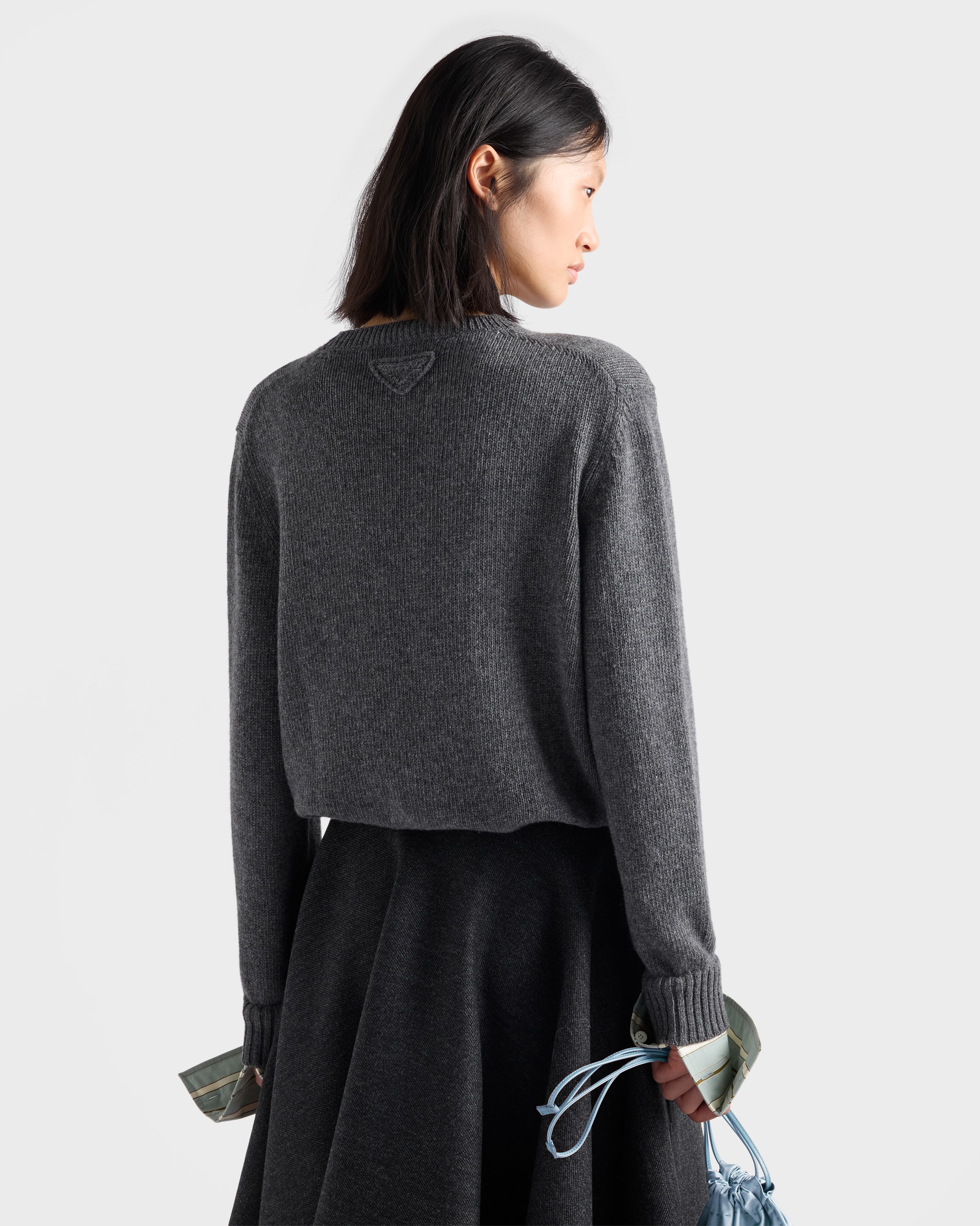 Slate Gray Wool And Cashmere Crew-neck Sweater | PRADA - United States