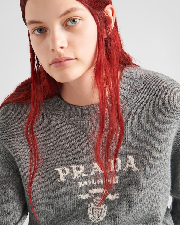 Cashmere and wool Prada logo crew-neck sweater Cashmere and wool Prada logo crew-neck sweater