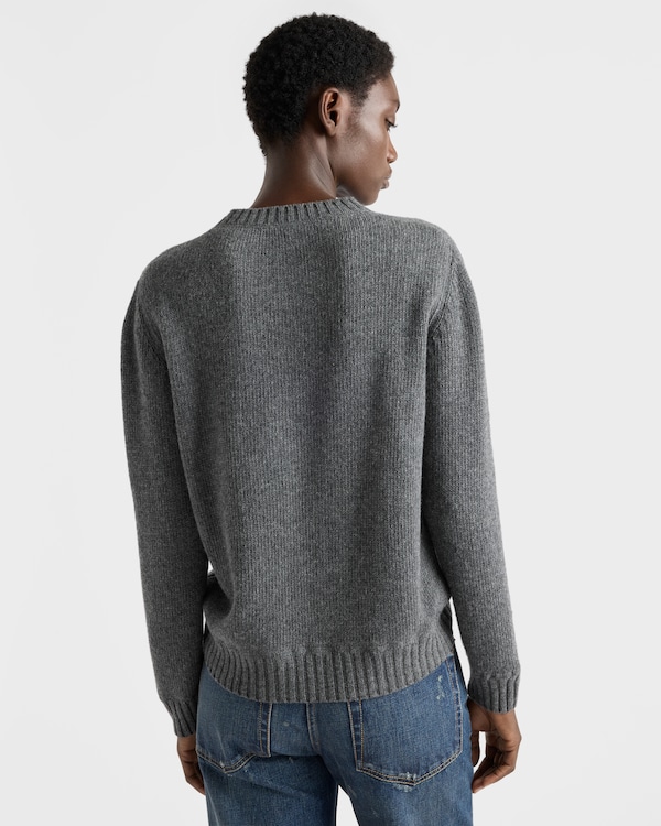 Cashmere and wool Prada logo crew-neck sweater Cashmere and wool Prada logo crew-neck sweater