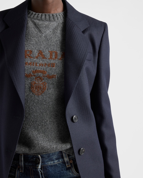 Cashmere and wool Prada logo crew-neck sweater Cashmere and wool Prada logo crew-neck sweater