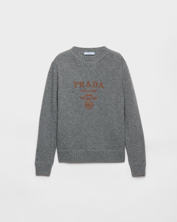 Cashmere and wool Prada logo crew-neck sweater Cashmere and wool Prada logo crew-neck sweater