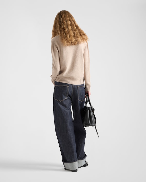 Cashmere and wool Prada logo crew-neck sweater Cashmere and wool Prada logo crew-neck sweater