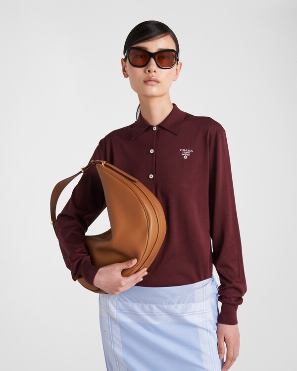 롱 슬리브 실크 폴로 셔츠 롱 슬리브 실크 폴로 셔츠