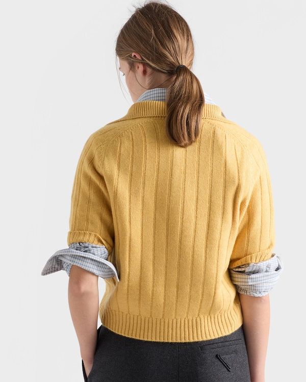 Re-Cashmere short-sleeve polo sweater - Yellow Re-Cashmere short-sleeve polo sweater - Yellow