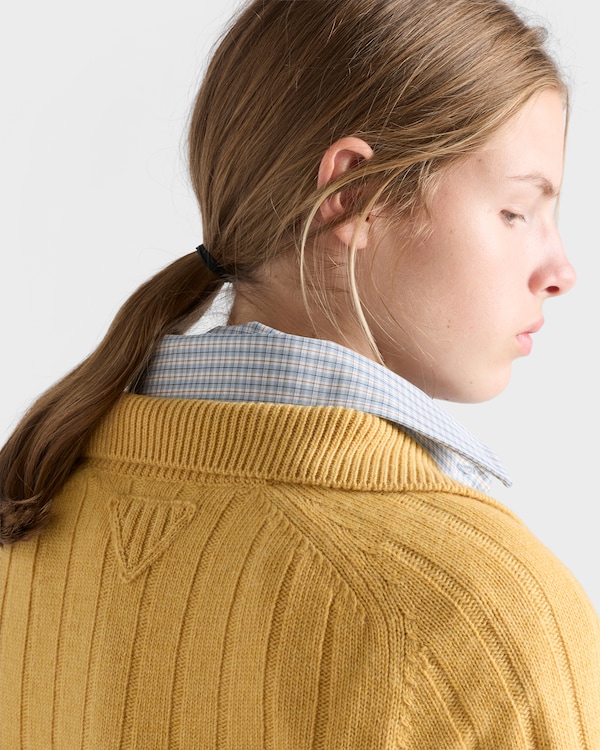 Re-Cashmere short-sleeve polo sweater - Yellow Re-Cashmere short-sleeve polo sweater - Yellow