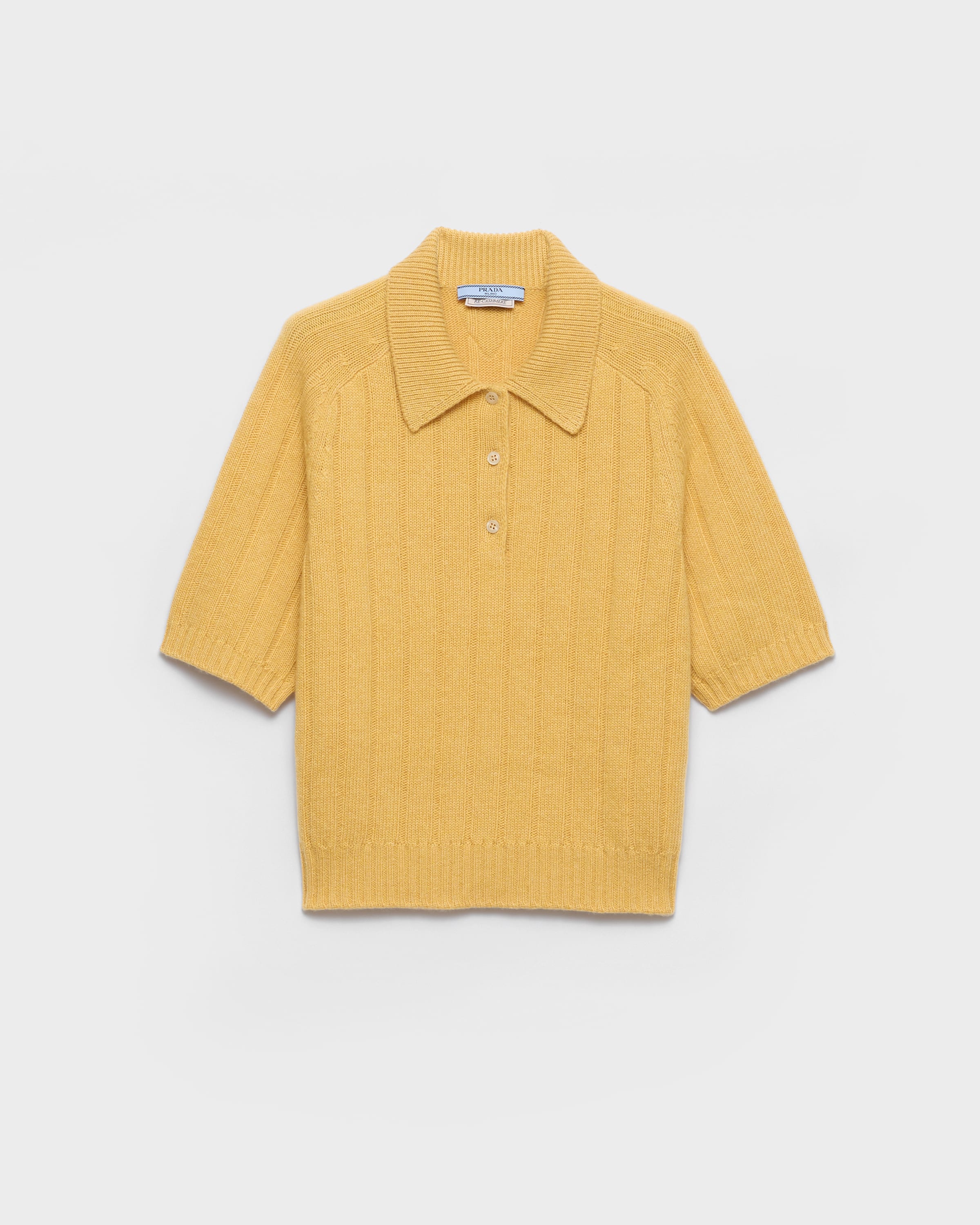 イエロー Re-cashmere 半袖 ポロ セーター | PRADA - 日本