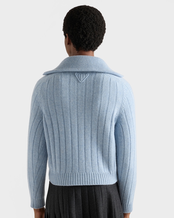 Re-Cashmere polo sweater - Sapphire Blue Re-Cashmere polo sweater - Sapphire Blue