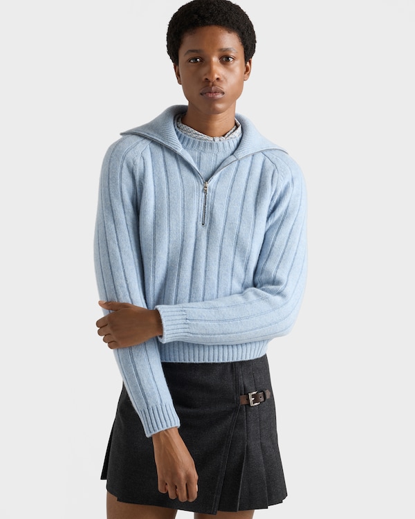 Re-Cashmere polo sweater - Sapphire Blue Re-Cashmere polo sweater - Sapphire Blue