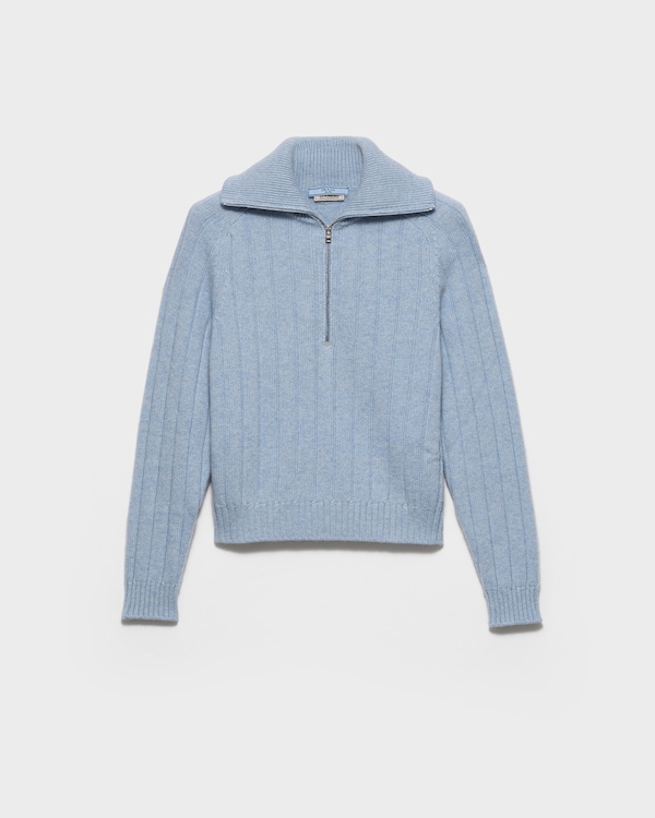 Re-Cashmere polo sweater - Sapphire Blue Re-Cashmere polo sweater - Sapphire Blue