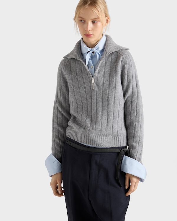 Re-Cashmere polo sweater - Marble Gray Re-Cashmere polo sweater - Marble Gray