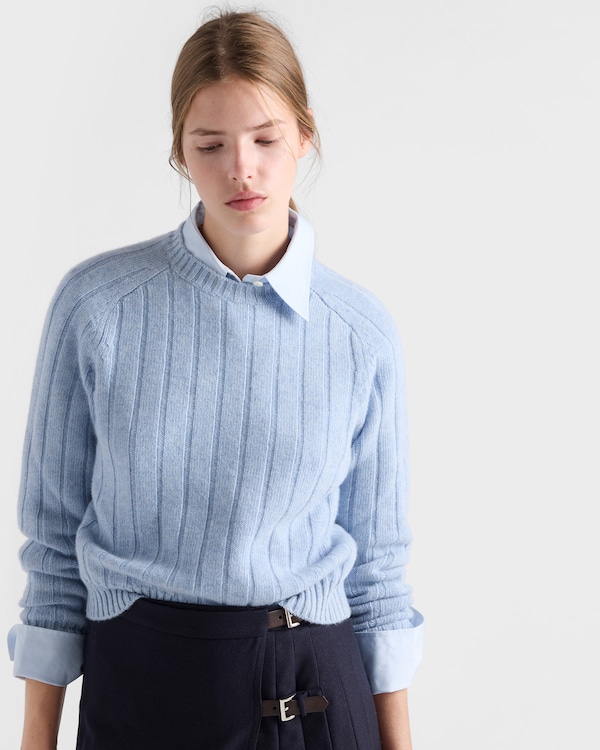 Re-Cashmere crew-neck sweater - Sapphire Blue Re-Cashmere crew-neck sweater - Sapphire Blue