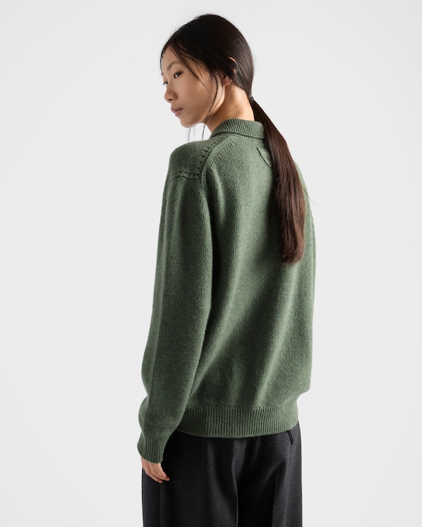 Pull polo en Re-Cashmere - Vert Loden Pull polo en Re-Cashmere - Vert Loden