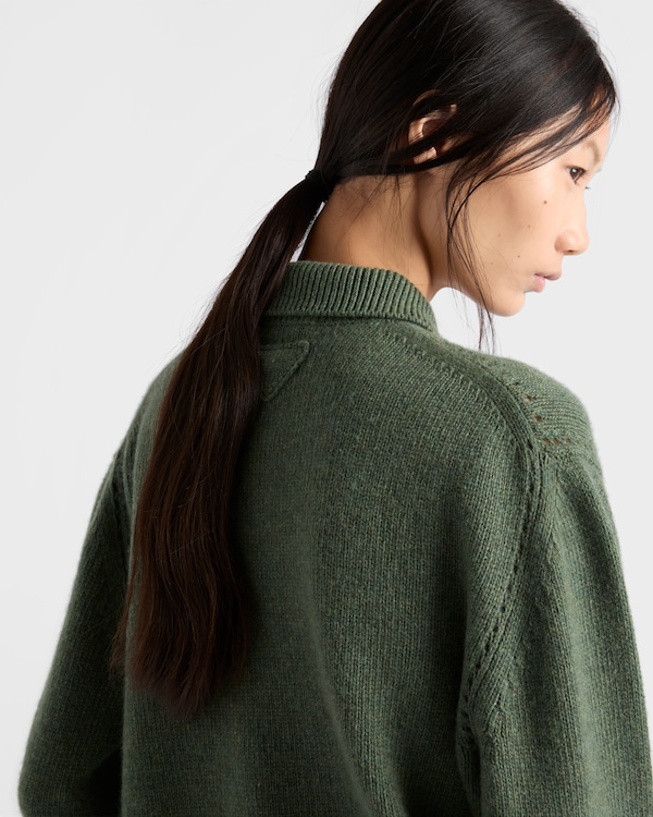 Pull polo en Re-Cashmere - Vert Loden Pull polo en Re-Cashmere - Vert Loden