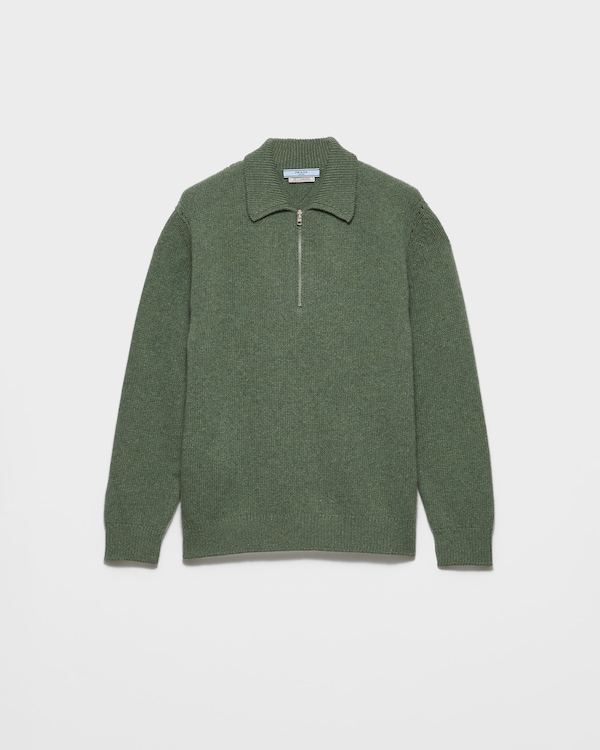Pull polo en Re-Cashmere - Vert Loden Pull polo en Re-Cashmere - Vert Loden