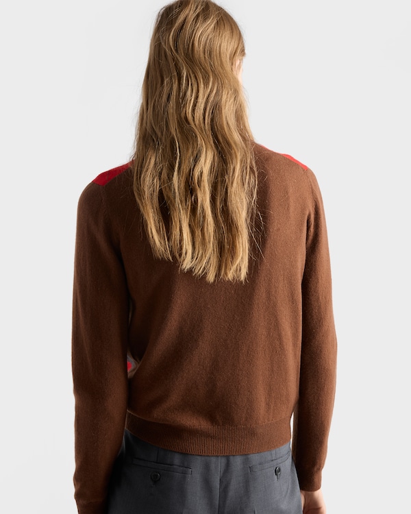 Argyle cashmere polo sweater - Tobacco/Slate Argyle cashmere polo sweater - Tobacco/Slate