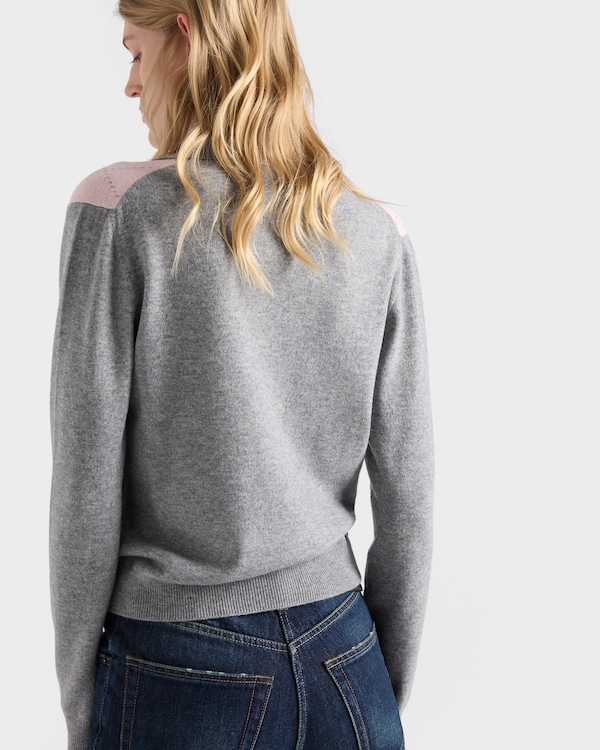 Argyle cashmere polo sweater - 灰/驼色 Argyle cashmere polo sweater - 灰/驼色