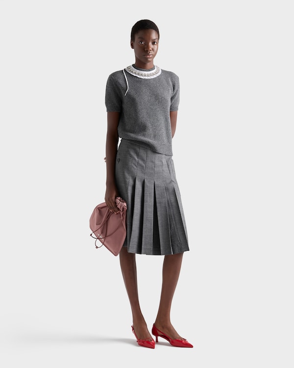 Short-sleeved wool and cashmere sweater - 슬레이트 그레이 Short-sleeved wool and cashmere sweater - 슬레이트 그레이
