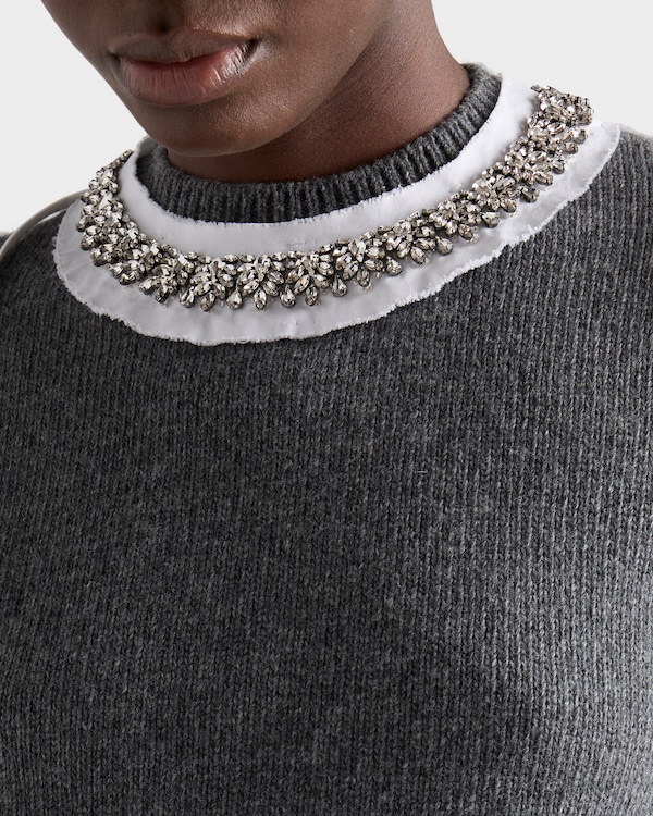 Short-sleeved wool and cashmere sweater - 슬레이트 그레이 Short-sleeved wool and cashmere sweater - 슬레이트 그레이