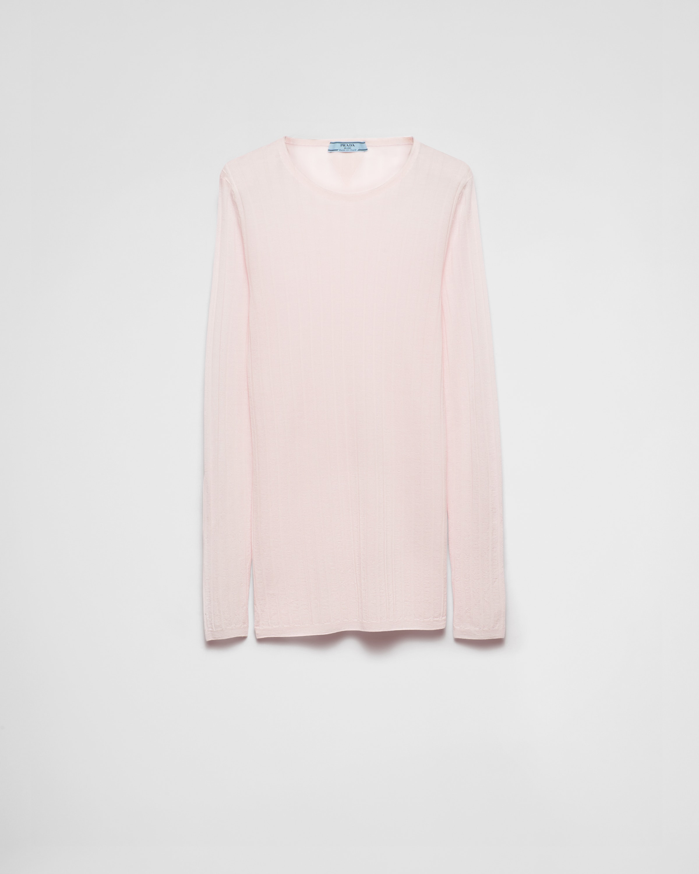 Prada Superfine Cashmere And Silk Slim-fit Sweater In Pink
