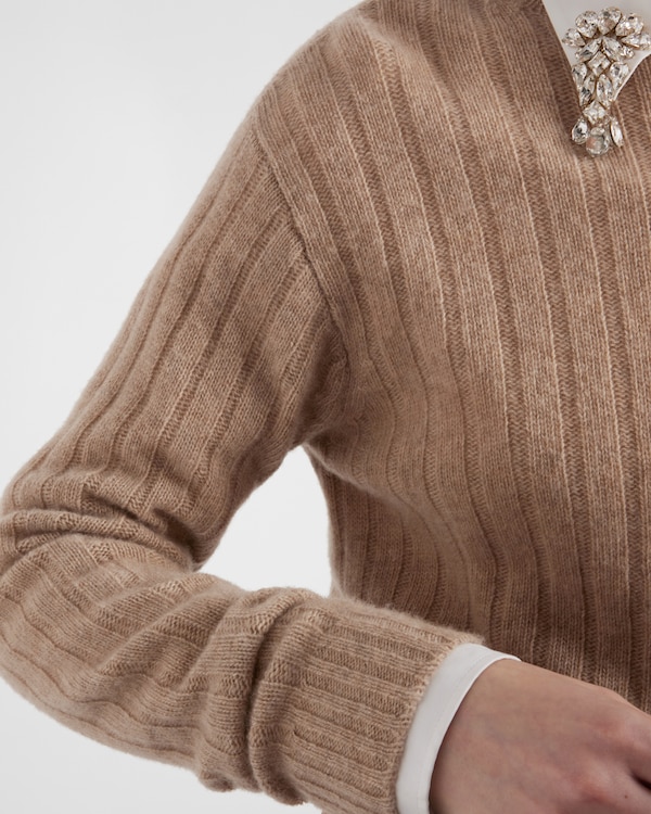 Cropped Re-Cashmere sweater - Sand Beige Cropped Re-Cashmere sweater - Sand Beige