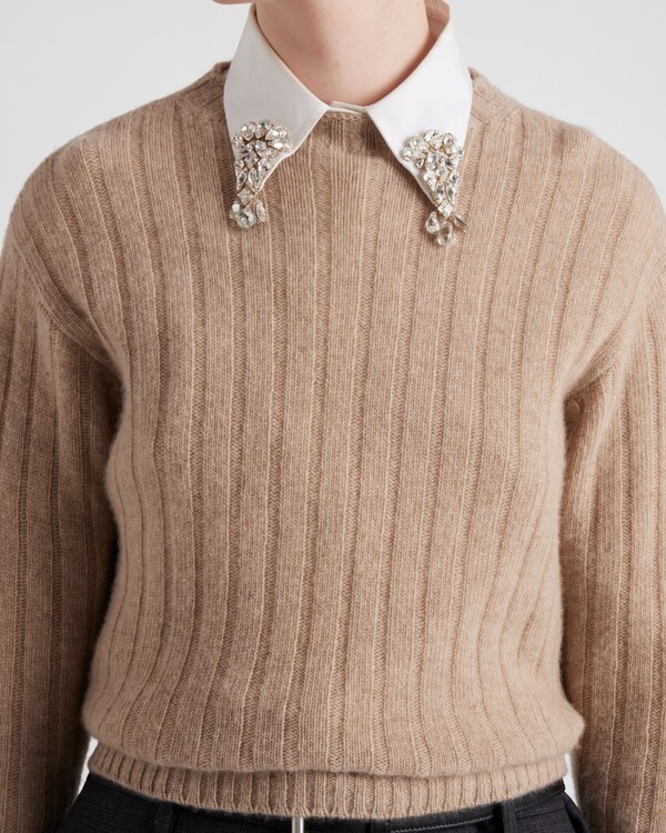 Cropped Re-Cashmere sweater - Sand Beige Cropped Re-Cashmere sweater - Sand Beige