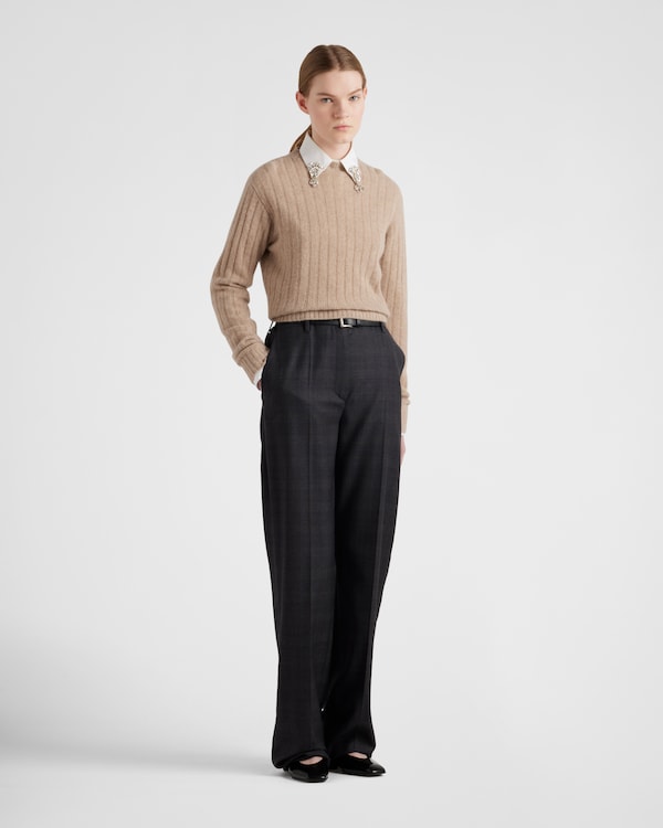 Cropped Re-Cashmere sweater - Sand Beige Cropped Re-Cashmere sweater - Sand Beige