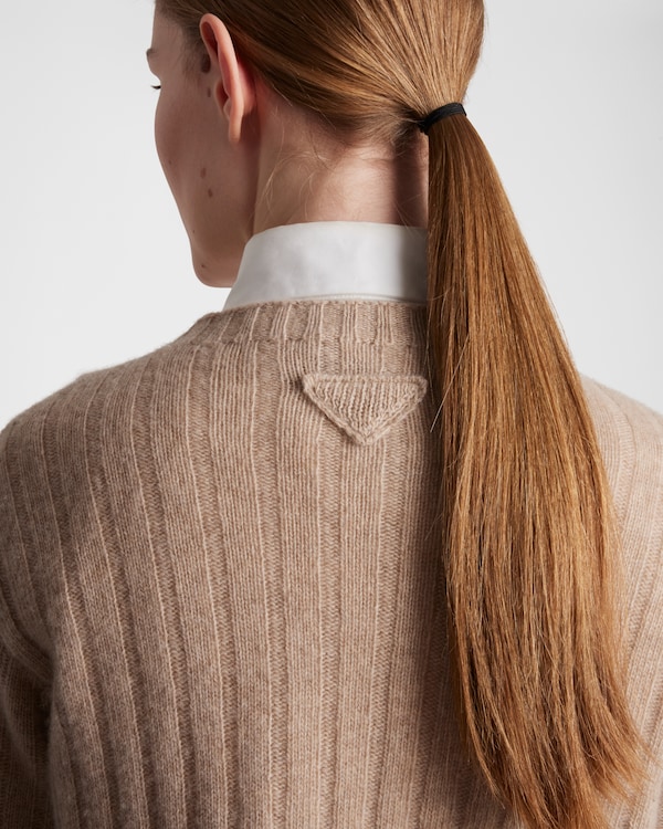 Cropped Re-Cashmere sweater - Sand Beige Cropped Re-Cashmere sweater - Sand Beige