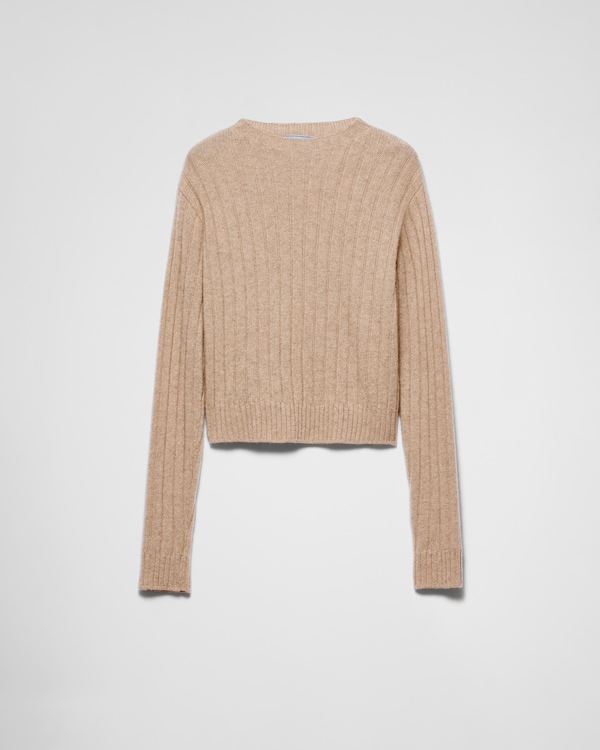 Cropped Re-Cashmere sweater - Sand Beige Cropped Re-Cashmere sweater - Sand Beige