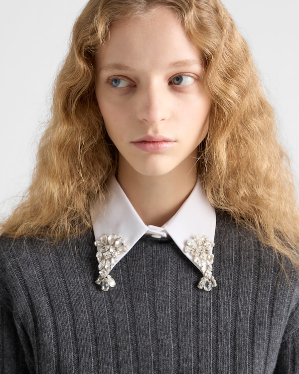 Cropped Re-Cashmere sweater - Slate Gray Cropped Re-Cashmere sweater - Slate Gray