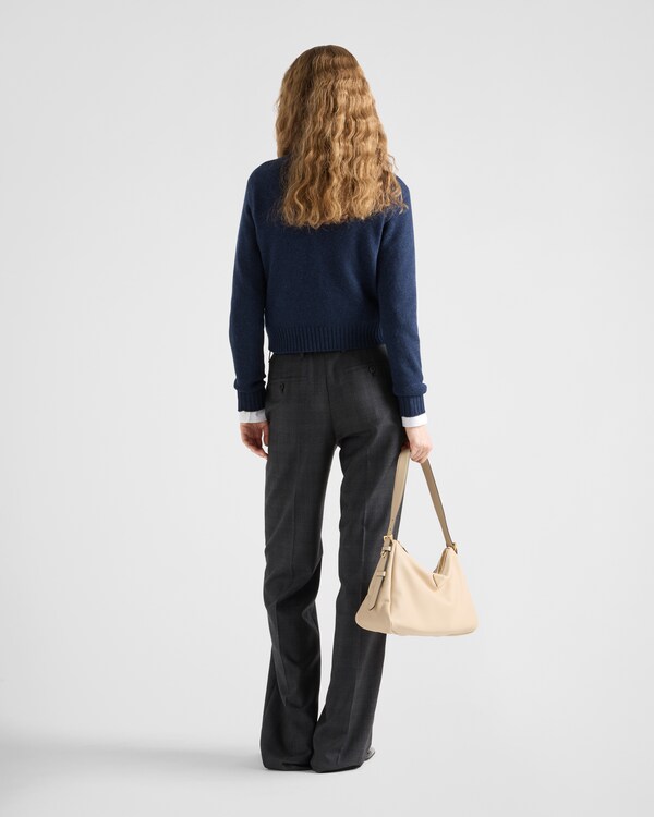 Ribbed knit Re-Cashmere sweater - Navy Ribbed knit Re-Cashmere sweater - Navy
