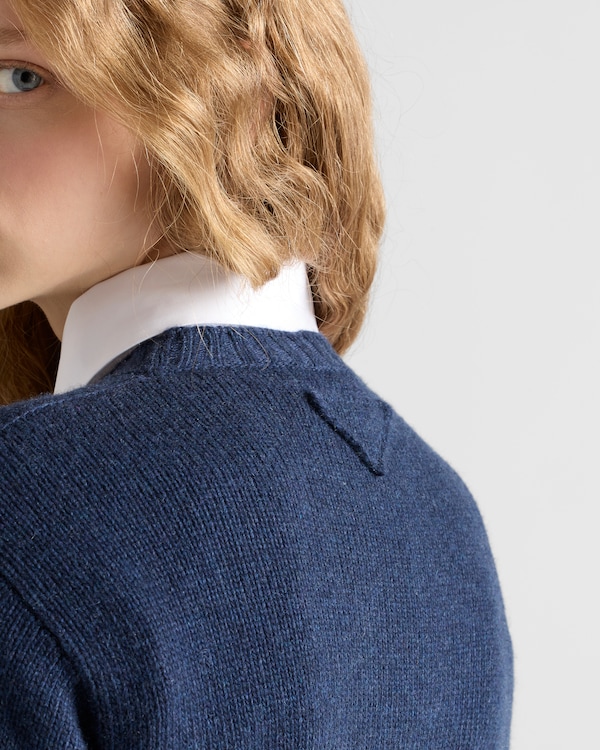 Ribbed knit Re-Cashmere sweater - Navy Ribbed knit Re-Cashmere sweater - Navy