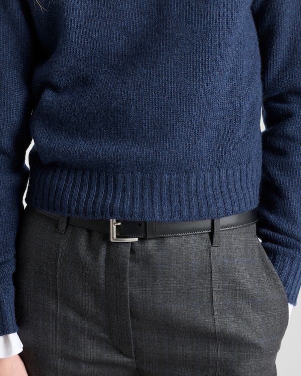 Ribbed knit Re-Cashmere sweater - Navy Ribbed knit Re-Cashmere sweater - Navy