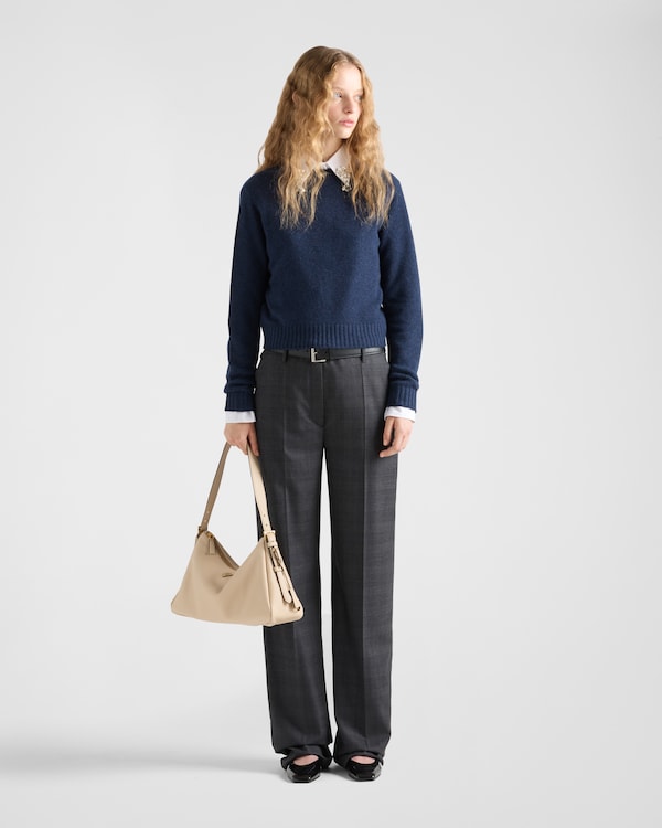 Ribbed knit Re-Cashmere sweater - Navy Ribbed knit Re-Cashmere sweater - Navy