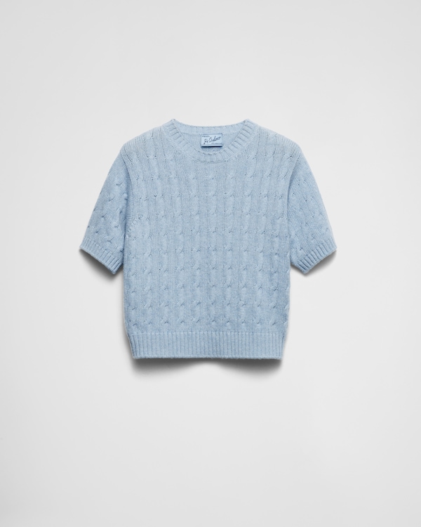 Prada Cable-knit Cashmere Sweater | Blue | FARFETCH