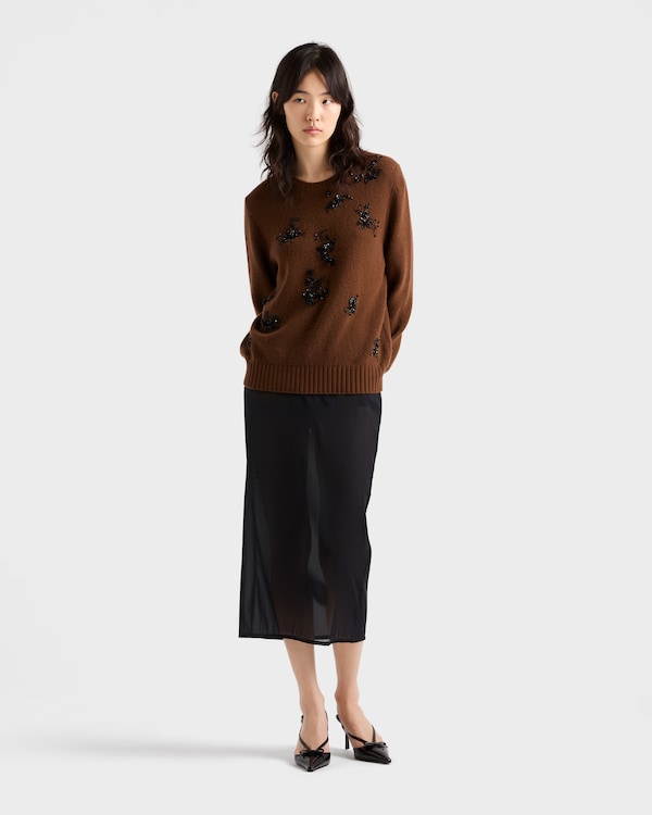 Wool and cashmere crew-neck sweater - Tabaco/Negro Wool and cashmere crew-neck sweater - Tabaco/Negro