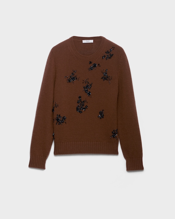 Wool and cashmere crew-neck sweater - Tabaco/Negro Wool and cashmere crew-neck sweater - Tabaco/Negro