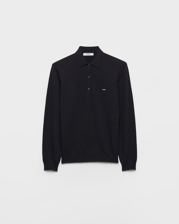 Wool polo sweater - Black Wool polo sweater - Black