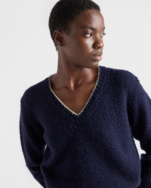 Shetland wool V-neck sweater - 蓝色/米色 Shetland wool V-neck sweater - 蓝色/米色