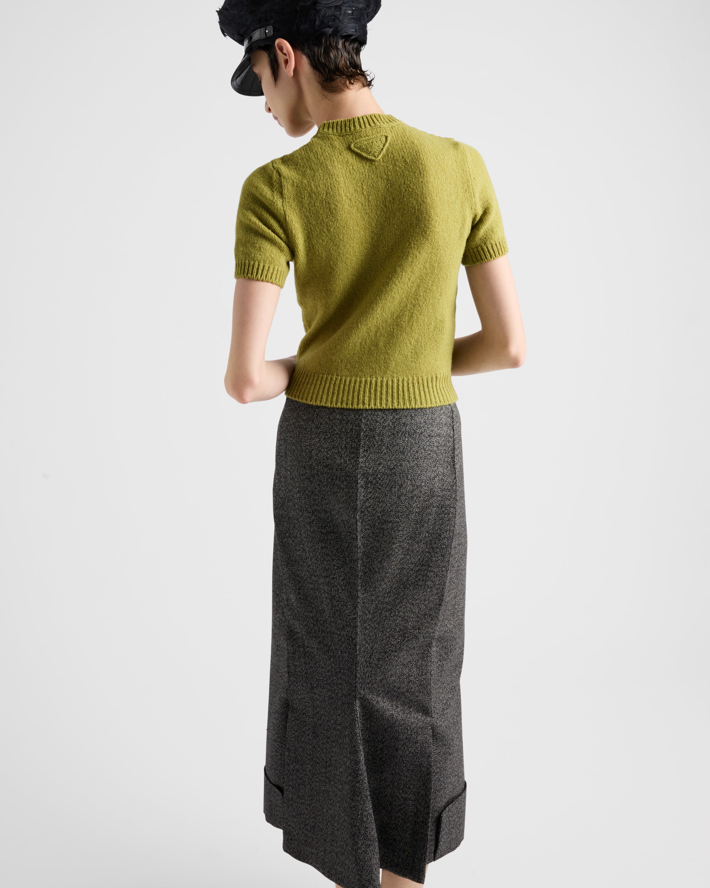 Pistachio Green Short-sleeved Cashmere Sweater | PRADA