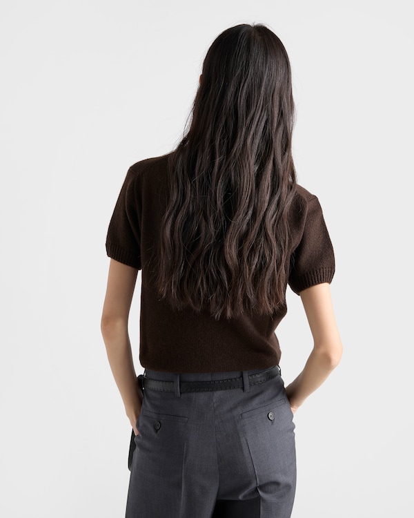 Short-sleeved cashmere sweater - Dark Brown Short-sleeved cashmere sweater - Dark Brown