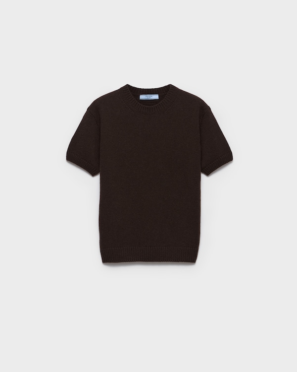 Short-sleeved cashmere sweater - Dark Brown Short-sleeved cashmere sweater - Dark Brown