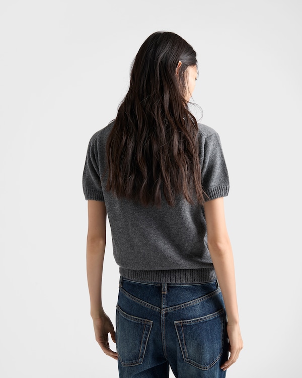 Short-sleeved cashmere sweater - Slate Gray Short-sleeved cashmere sweater - Slate Gray