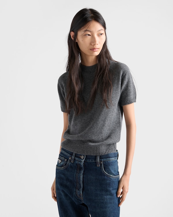 Short-sleeved cashmere sweater - Slate Gray Short-sleeved cashmere sweater - Slate Gray